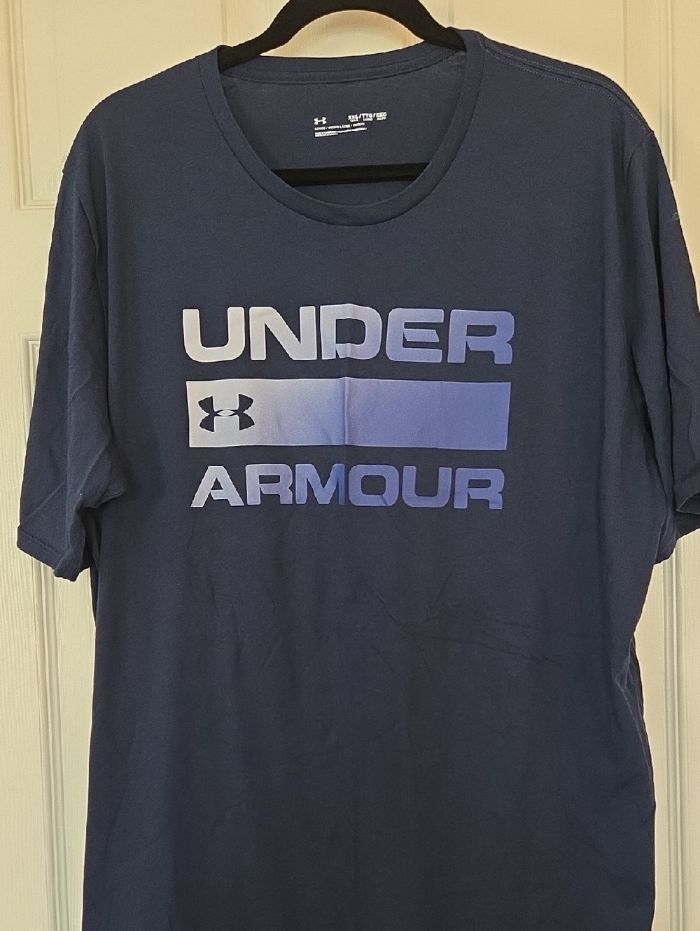 NWOT Under Armour Navy Tee with Light Blue Gradient Logo